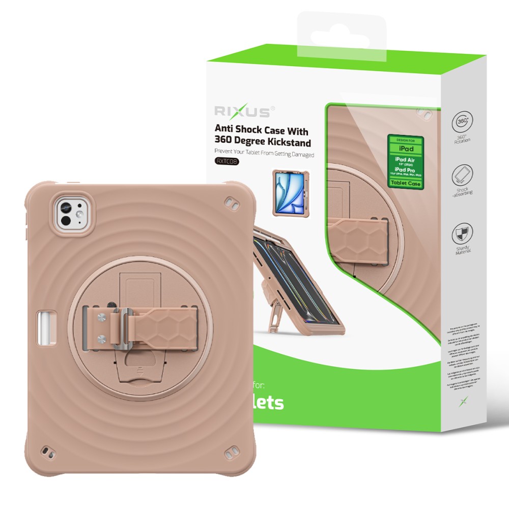 Rixus RXTC08 Anti Shock Case For iPad Air 13 (2024), iPad Pro 12.9 (2018, 2020, 2021, 2022) Latte