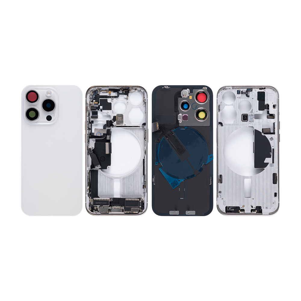 For iPhone 15 Pro Complete Housing Incl. All Small Parts Without Battery And Back Camera White Titanium