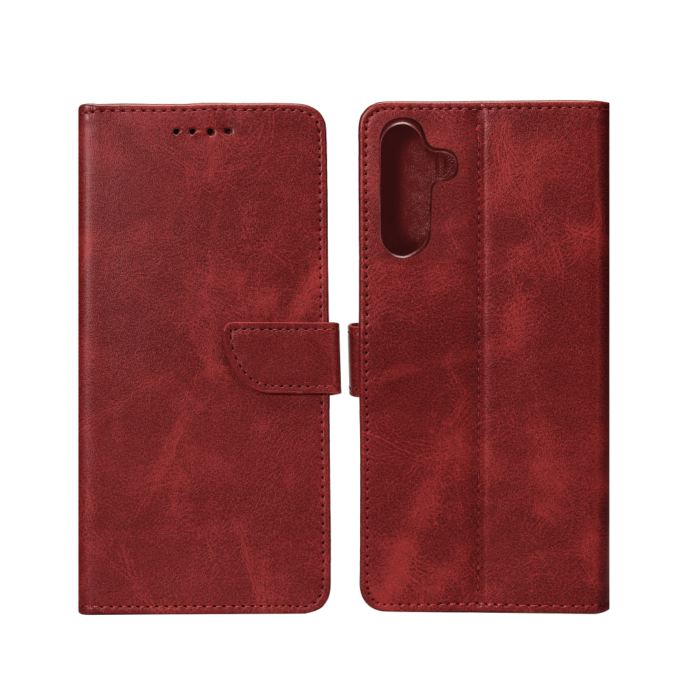 Rixus Bookcase For Samsung Galaxy A15 5G A156B Dark Red