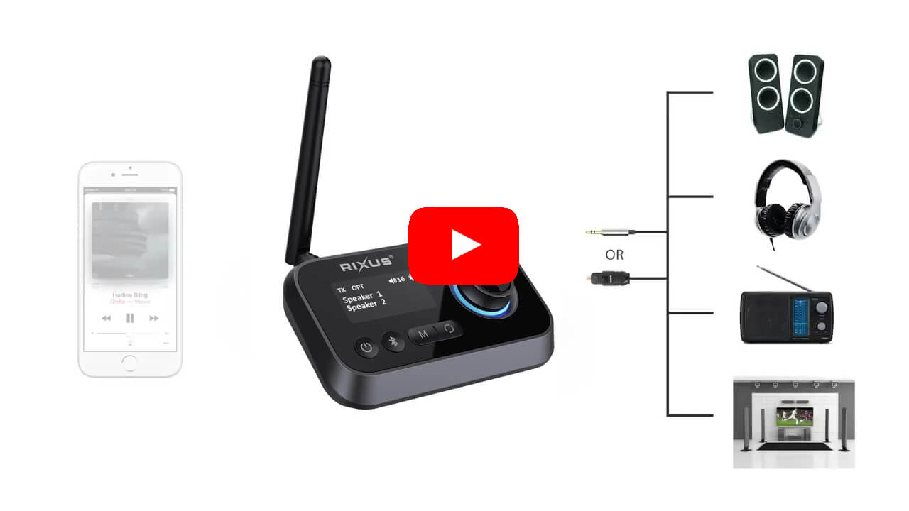 Rixus RXBT38 Duo Bluetooth Receiver Black Rixus RXBT38 Duo Bluetooth Receiver Black