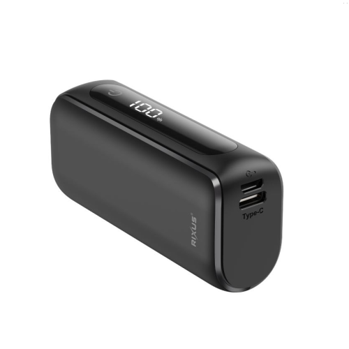 Rixus RXPB23 Compact Powerbank Digital Display 5000 mAh Black