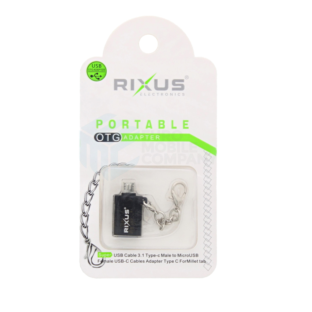 Rixus OTG Portable Adapter USB-A To Micro-USB Black