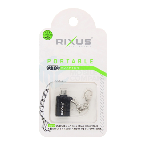 Rixus OTG Portable Adapter USB-A To Micro-USB Black