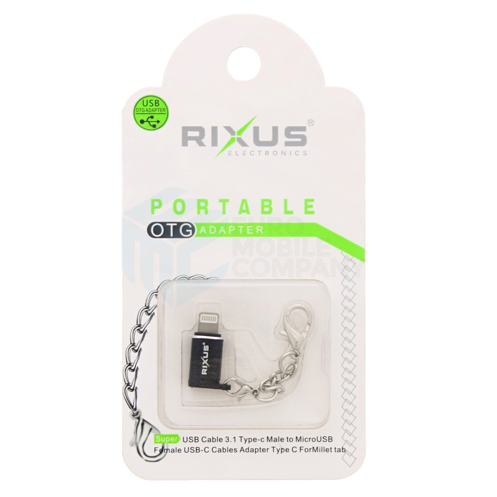 Rixus OTG Portable Adapter USB-C To Lightning Black
