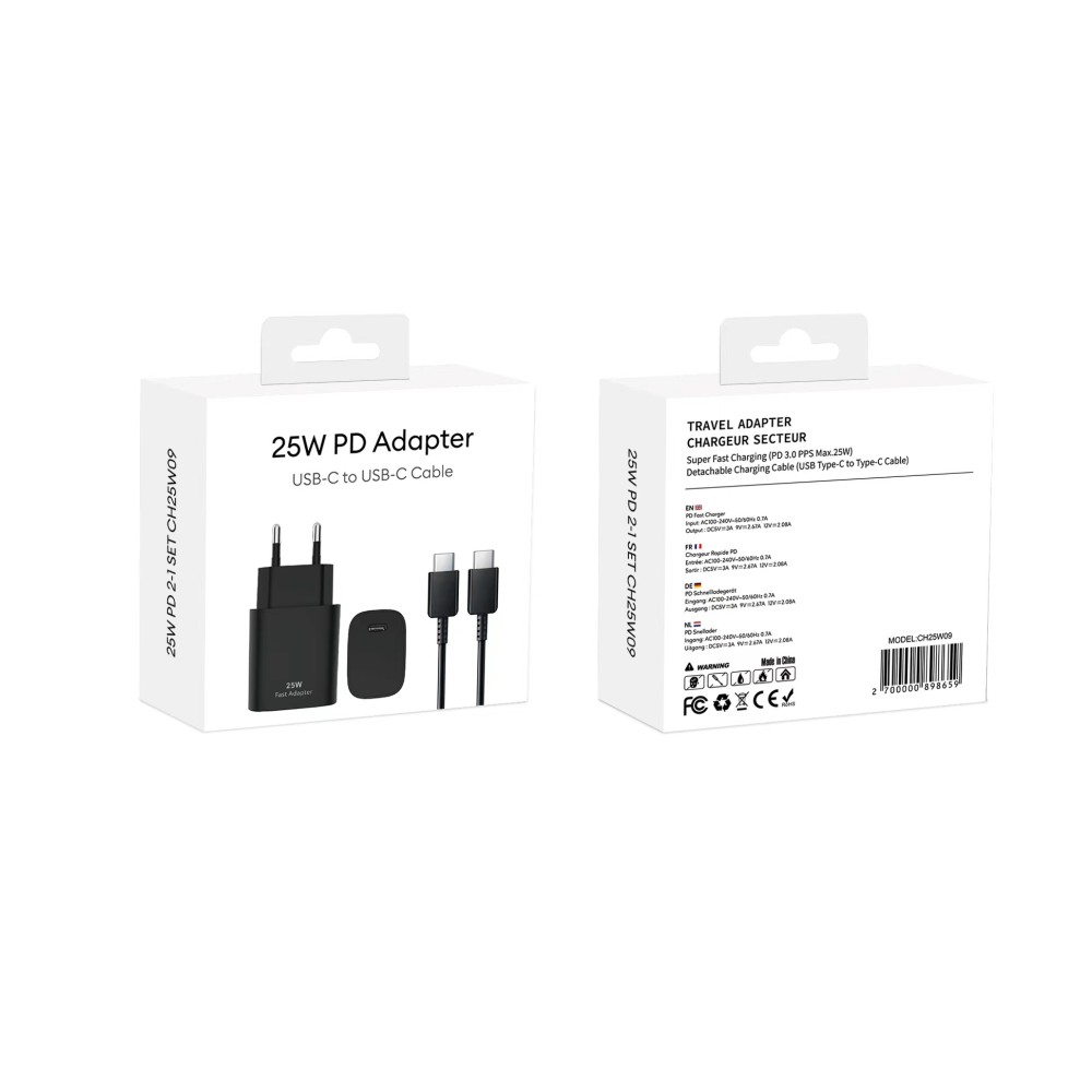 PD Adapter CH25W09 USB-C To USB-C 25W Black