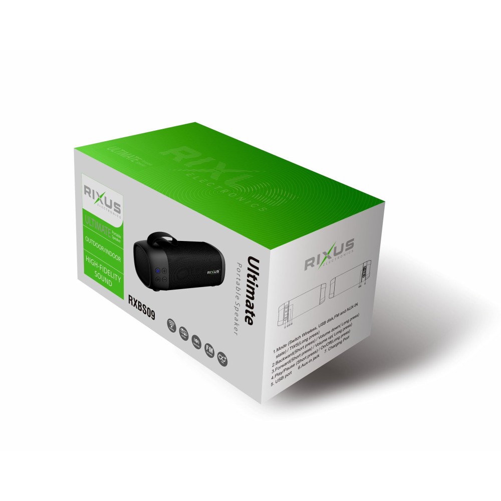 Rixus RXBS09 Portable Bluetooth Speaker Black