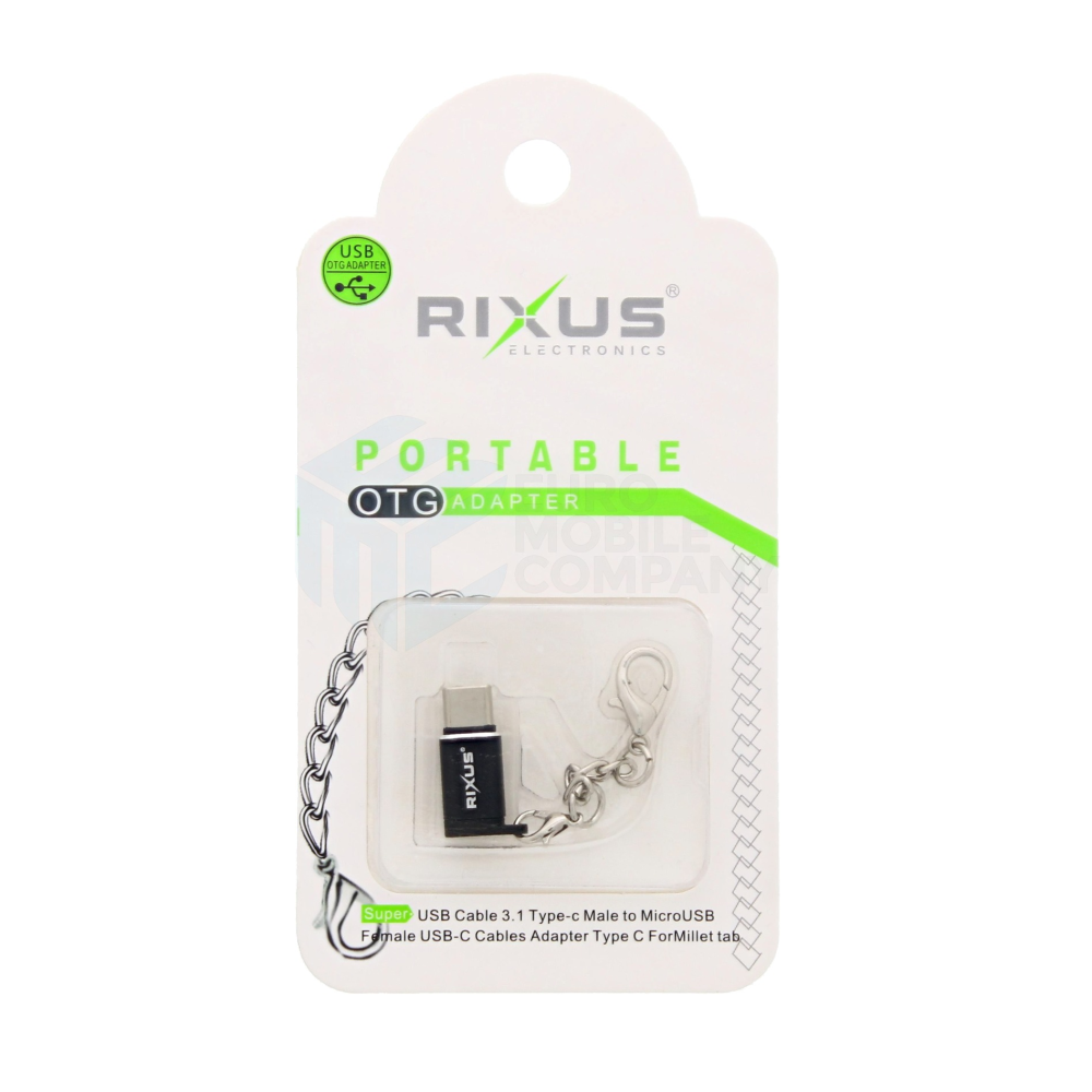 Rixus OTG Portable Adapter Micro-USB To USB-C Black