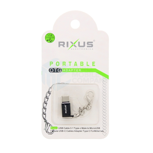 Rixus OTG Portable Adapter Micro-USB To USB-C Black