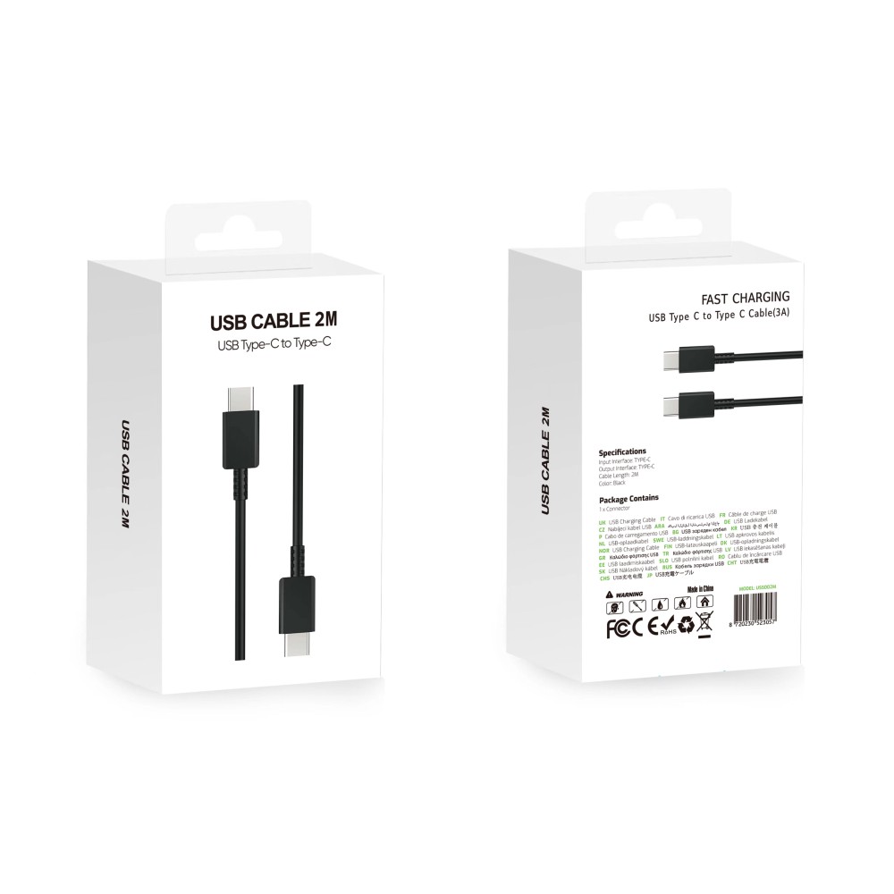 Fast Charging Cable US5002M USB-C To USB-C 200CM Black