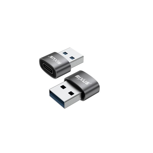 Rixus RXOTG01 USB-A To USB-C OTG Adapter Space Gray (2-Pack)