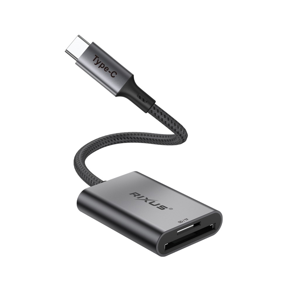 Rixus RXCR01 Type C To SD/TF Card Reader Adapter Space Gray