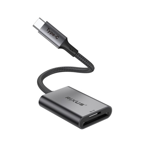 Rixus RXCR01 Type C To SD/TF Card Reader Adapter Space Gray