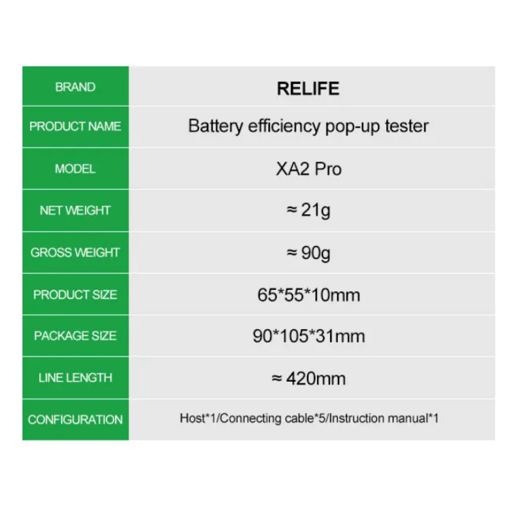 Relife Battery Efficiency Pop-Up Tester XA2 Pro
