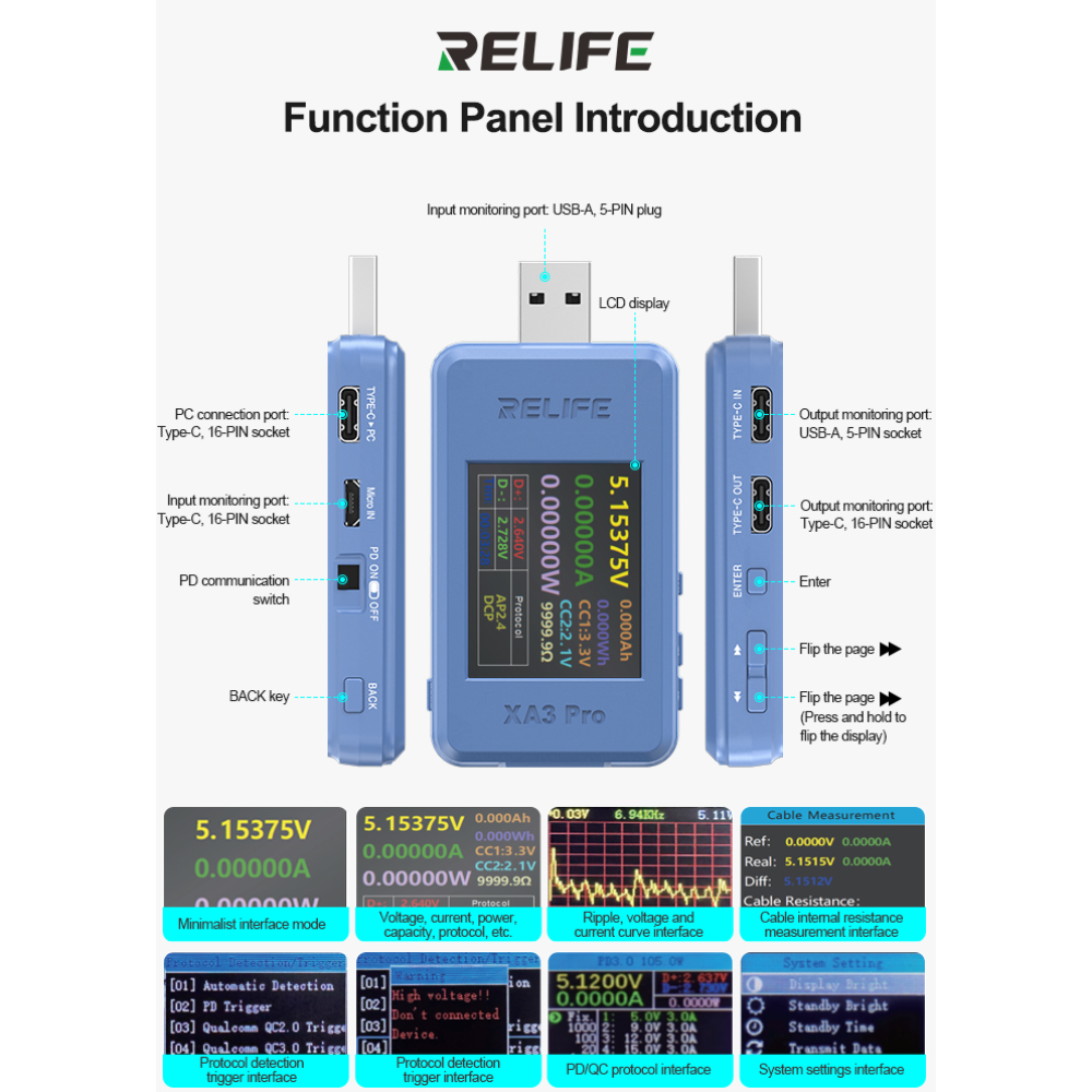 Relife XA3 Pro USB Smart Tester
