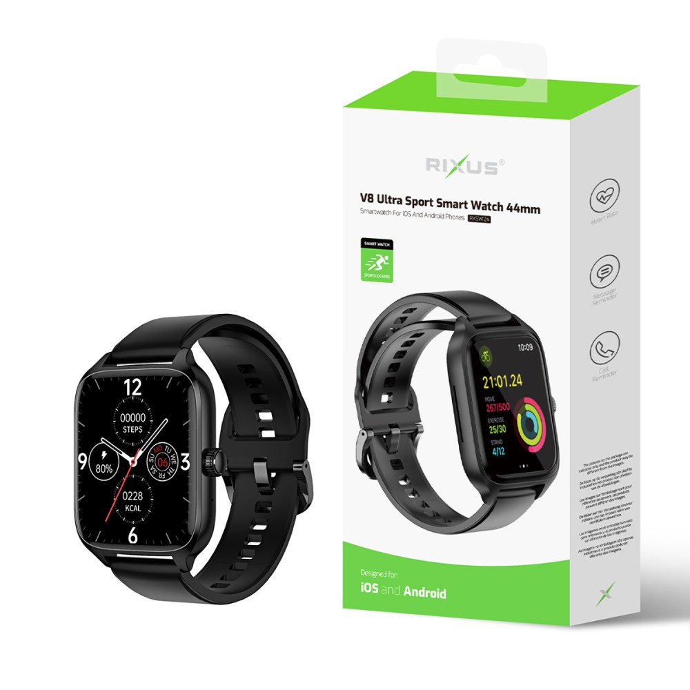 Rixus RXSW24 Full Touch Screen For Smart Watch 1.7'' Black
