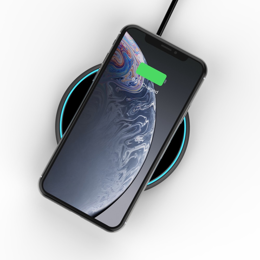 Rixus RXWC102 Wireless Qi Fast Charger 10W With USB-C Black