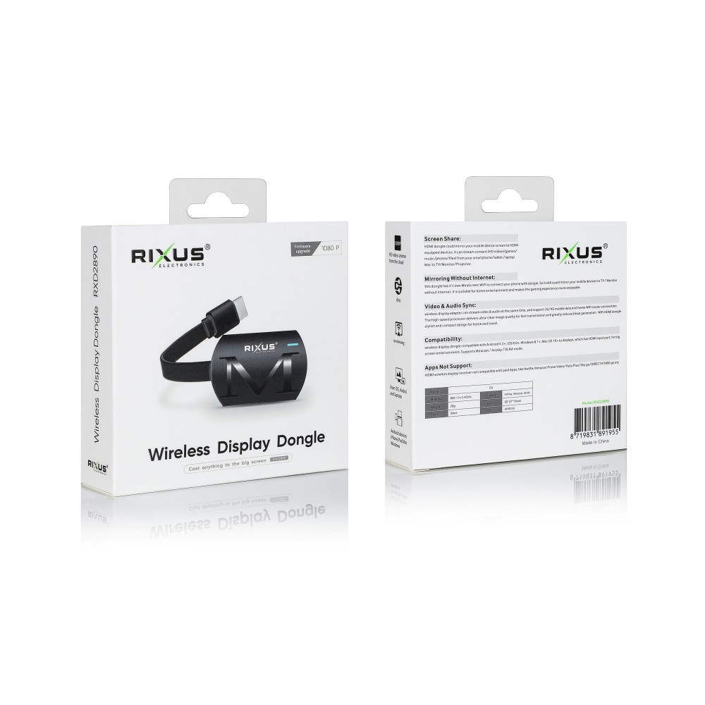 Rixus RXD2890 Wireless Display Dongle 1080p