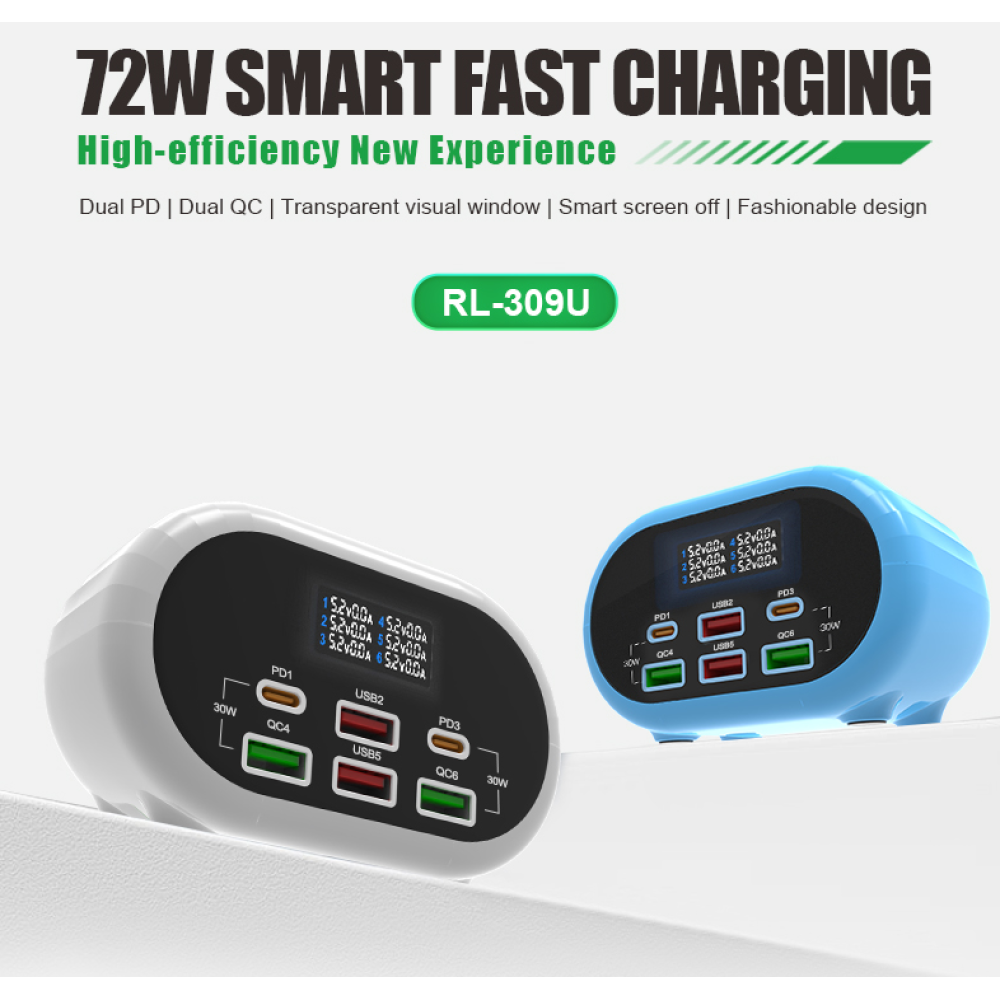 Relife RL-309U intelligent Smart 6-Port Charger